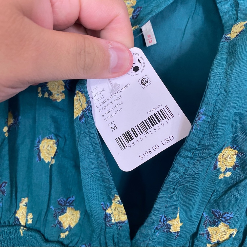 Free People‎ Daydreamer Midi Floral Green Tiered Dress Sundress Medium - Picture 5 of 7
